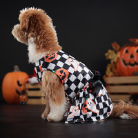 Costume d'Halloween mignon et confortable pour animaux de compagnie, imprimé motif citrouille, en polyester, pour chien Teddy Pomeranian de petite et moyenne taille