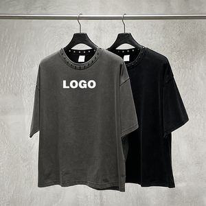 T-shirt Boxy Fit da Uomo in Cotone Pesante 100% Vintage con Borchie Stampa Digitale Personalizzata Collo Tondo 285gsm - Product Image 1