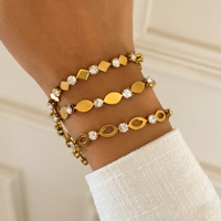 NUEVA PULSERA BOHO ELEGANTE Y DE MODA CON DISCO OVALADO DE CIRCONITA PRINCESSA, BAÑADA EN ORO DE 18K, DE ACERO INOXIDABLE, JOYERÍA PARA DAMA, Dazan HOT