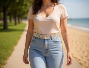 Catena da Vita in Lega d'Acciaio con Strass per Donna, Placcata in Oro, Gioiello per il Corpo alla Moda per Feste - Product Image 2