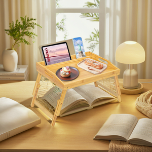<span class=keywords><strong>Plateau</strong></span> de petit-déjeuner pliable en bambou portable, table pour ordinateur portable, table pour <span class=keywords><strong>manger</strong></span> et travailler sur le canapé, <span class=keywords><strong>plateau</strong></span> de service en bois - Product Image 5