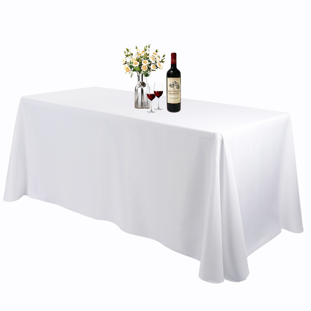 Cobertura de mesa 100% poliéster para eventos, retangular redonda quadrada 90x132 polegadas, toalha de mesa branca para casamento