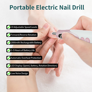Lime à ongles électrique à charge rapide, fonctionnant sur batterie, pour le retrait d'acrylique/gel, outil professionnel de manucure, équipement de lime électrique. - Product Image 2