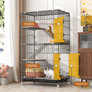 Cage pour <span class=keywords><strong>animaux</strong></span> de compagnie en métal, grande, multicouche, portable, empilable, de qualité supérieure, pliable - Product Image 4
