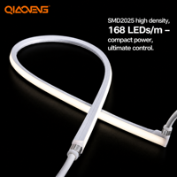 Bande LED néon flexible à émission latérale 24V 2025 168 LED/m L10*H10mm Blanc froid IP68 USB pour éclairage architectural de jardin et de niche