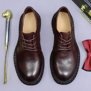 Zapatos de Cuero Casuales de Alta Gama para Hombre con Suelas de Cuero Genuino, Estilo Británico Retro, Punta Redonda Grande, Cuero de Caballo - Product Image 3