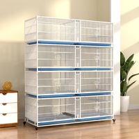 Cages à oiseaux commerciales à vendre, cages en fil métallique blanc, cages d'élevage pour canaris, cage avec plateau bleu et support roulant pour oiseaux