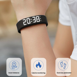 Vòng đeo tay thông minh LED kỹ thuật số không thấm nước Đồng hồ thông minh Smartband chạy Pedometer Màn hình rung báo động nhắc nhở - Product Image 3