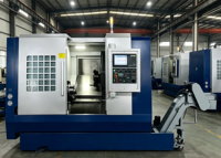 Tour CNC à lit incliné à double broche robuste horizontal TCK550 pour commande haute précision avec 4/8 postes à outils