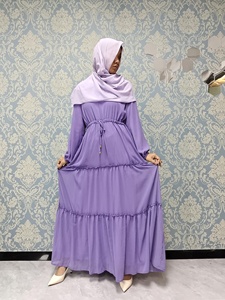 Robe musulmane rétro couleur filet 2023. Robe mode à manches longues décontractée et chaude pour l'hiver. - Product Image 3