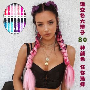 Peluca de Cabello Europeo Remy con Trenzas Grandes de Hilo Dorado y Plateado Africano, Ondulado, Doble Trama a Máquina, 100g, con Hilo Láser y Banda Elástica - Product Image 3