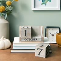 Calendrier de bureau en blocs de bois écologiques personnalisables en usine, design Art Déco, blocs de présentation du mois et de la date en bois durable pour le bureau