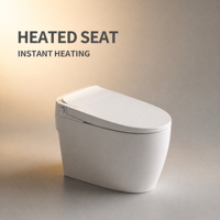 WC intelligent certifié CE avec bidet intégré pour salles de bain modernes, doté d'un chasse d'eau à capteur, d'un lavage hygiénique, d'un siège chauffant, d'une veilleuse et d'un séchoir