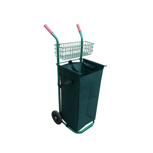 Chariot de ramassage de feuilles de jardin 1215x485x490mm 2 roues en acier maillé avec rangement d'outils amovible pour usage extérieur vert - Product Image 2