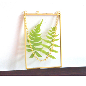Cadre photo artistique flottant en verre pressé fait main, à suspendre ou à poser, doré, formes carrée, rectangulaire, hexagonale, cœur, octogonale - Product Image 3