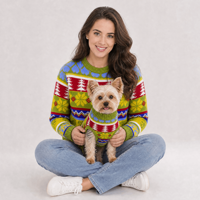Set Sweater Rajut Kustom untuk Manusia dan Anjing, Pakaian Rajut Wanita, Pakaian Anjing Peliharaan, Pabrik ODM OEM Grosir