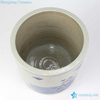 Seri Rzkt03 pot bunga keramik bentuk silinder biru putih harga murah antik