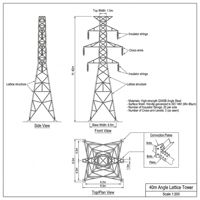 Torre a traliccio autoportante in acciaio zincato a caldo Q345B da 40m per trasmissione di energia elettrica nelle Filippine