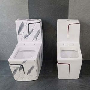 WC monobloc en céramique blanche à double chasse d'eau, coloré, pour salle de bain moderne - Vente en gros - Product Image 5