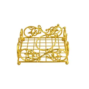 Indian gold household metal crafts napkin paper holder high-end hotel tissue box