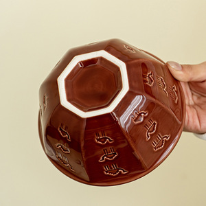 Bol en céramique de grande capacité de style moyen-oriental à motif de chameau, couleur orange clair brun, pour chocolat et desserts, prix de gros - Product Image 6