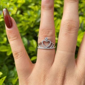 Dylam Low MOQ in Stock INS Style Minimalist S925 Sterling <b>Silver</b> Engagement Heart Shape Love <b>Crown</b> Rings Jewelry Fashion - Product Image 6