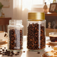 Pot en verre transparent de 200 ml et 400 ml avec bouchon en plastique, pot à café rond en verre avec bouchon hermétique