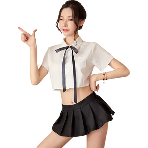 Factory direct Japanese schoolgirl student clothing short ombelico-display natica gonna uniforme set pigiama divertente