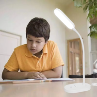 Lampe de bureau LED, 3 niveaux de luminosité, commande tactile, 5000K, 160lm, 80Ra, abat-jour carré, salle de lecture, ABS, moderne, DC5V, dimmable, batterie incluse