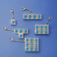 Porte-clés anti-stress transparent en acrylique PC avec interrupteur de clavier mécanique et testeur de touches