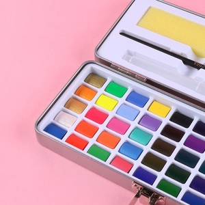 Caja de hierro de alta calidad, juego de pinturas de acuarela sólidas nacaradas brillantes, pintura de acuarela metálica con purpurina personalizada - Product Image 4