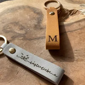 1 porte-clés en cuir personnalisé gratuit, gravure personnalisée en PU, porte-clés en cuir avec nom et date, porte-clés de mariage, cadeaux de mariage - Product Image 3