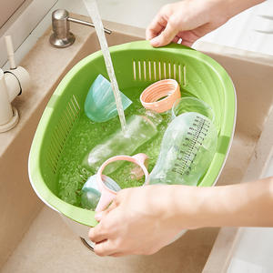 Colador de cocina de plástico mediano de doble capa con diseño de oso de béisbol para lavar verduras y frutas - Product Image 5