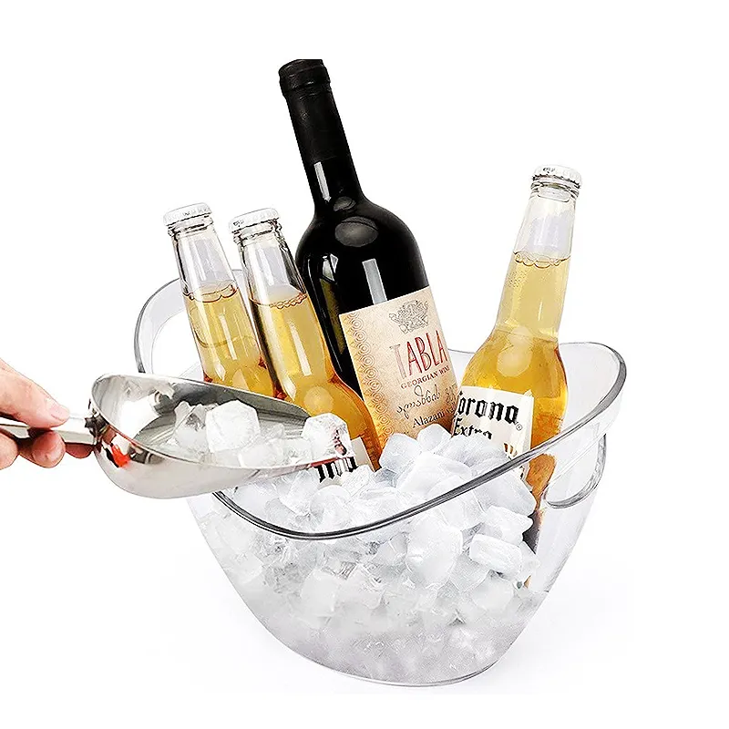 Seau à glace 12L personnalisé Seau à glace transparent pour fêtes Seau à glace en plastique pour vin ou champagne