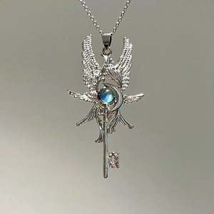 欧美复古月光石天使翅膀吊坠项链时尚简约潮流男女项链配饰 - Product Image 4
