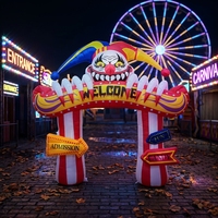 Arche gonflable de clown maléfique pour Halloween avec yeux lumineux à LED, décoration effrayante et sanglante pour fête de maison hantée