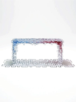 Table console sculpturale en blocs d'acrylique transparents multicolores à dégradé artistique, table d'appoint en cubes empilés pour la décoration d'entrée