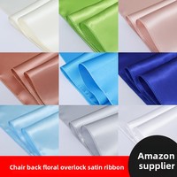 Ruban de satin pour mariage transfrontalier, fleur pour dossier de chaise de banquet, housse de chaise élastique, sangle nœud papillon, teint uni 17*275CM