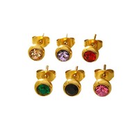 Ensemble de boucles d'oreilles en acier inoxydable étincelant, boucles d'oreilles à clous tendance et minimalistes avec zircon coloré, bijoux brillants et magnifiques, vente en gros TGES9039