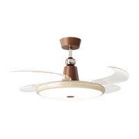 Lampe de ventilateur de plafond LED décorative moderne de 42 pouces avec lumières lustre haut rétractable chine télécommande BT haut-parleur moteur à courant continu