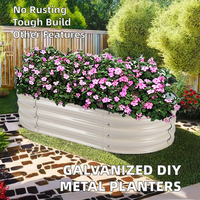 Kit de Lit de Jardin Surélevé Modulaire en Métal de 17 Pouces, Design Moderne, Grands Pots de Fleurs 9 en 1, Planteurs à Usage Domestique Extérieur