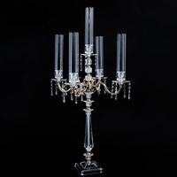 Candélabre cylindrique en acrylique à 10 bras avec base carrée, support de bougies pour centre de table de mariage, durable pour Noël