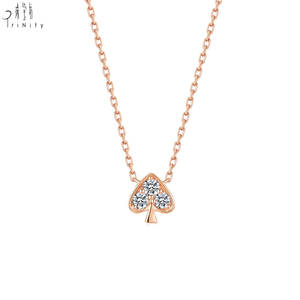 Collar con Colgante de Diamantes Naturales Reales de Oro Sólido de 18K, Diseño Moderno y de Moda, Cadena Ligera con Forma de Traje de As, Novedad en Venta Caliente - Product Image 3