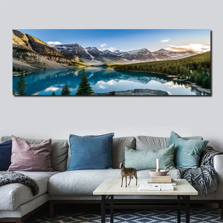 Wandbilder für Wohnzimmer Landschaft 5 Panel Leinwand druck See stück Malerei Drucke See und Berg Peak Kunst Poster