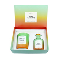 Caja de Regalo de Fragancias para el Hogar, Juego de Difusor de Aromas y Velas de Cera de Soya Hechas a Mano, Sin Alcohol, Sin Plomo, Forma Redonda, Duración de 6 Meses