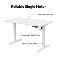 Bureau réglable en hauteur à moteur unique, blanc, électrique, avec pieds inversés à 2 niveaux, ergonomique, pour le travail assis-debout, idéal pour le bureau à domicile