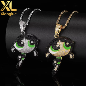 Hop Cartoon Flying Girls Pendant Brand Copper Inset Natural Zircon Unisex 18K Gold Plated 18inches Necklace Wholesale - Product Image 1