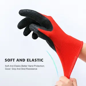 13G Red Polyester Palm Black Latex Falten beschichteter Sicherheits hand konstruktion shand schuh für Handschutz