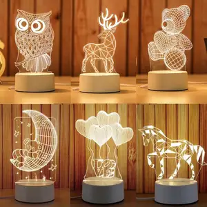 Newish Creativo 3D Anime Lamparas Lampada Da Tavolo in Acrilico Scrivania Di Natale Room Decor Camera Dei Bambini Led Photo Personalizzata Luce di Notte