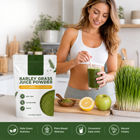 Poudre de jus d'herbe d'orge Bioby OEM en gros 100g Végétalien Sans gluten NON-OGM Favorise la fonction cognitive Relaxation Green food quotidien
